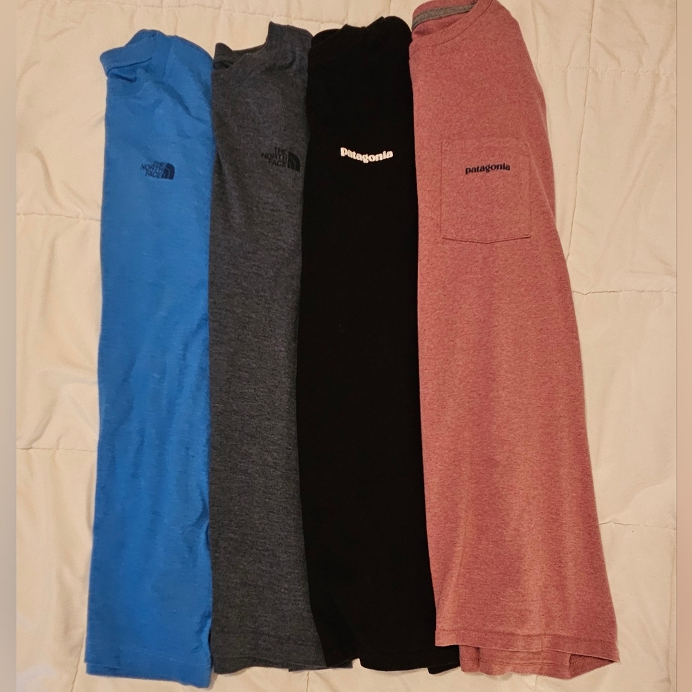Patagonia and The North Face T-Shirts - Blue, Gray, Black, Red